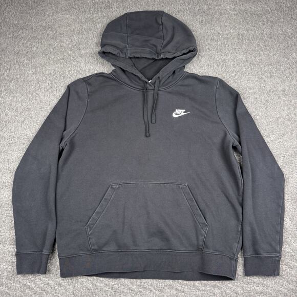 Vintage Nike Swoosh Hoodie Men’s Large‎ Black Embroidered Logo Skate Check Y2K - Picture 1 of 6